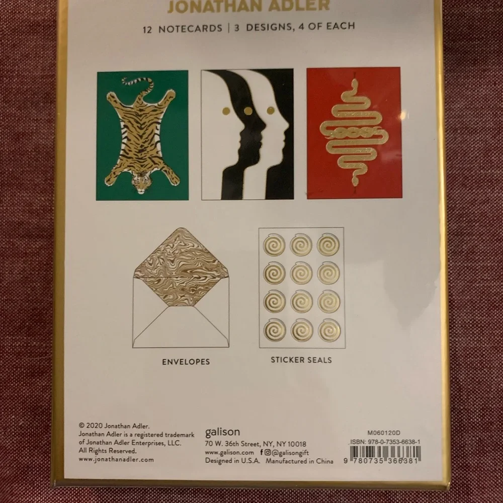 Jonathan Adler New in Sealed Box Explorer Foil Note Cards w Envelopes Seals